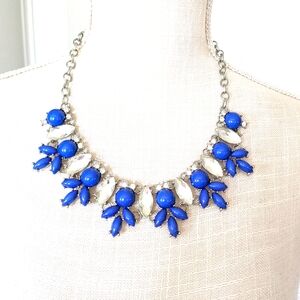 Blue & Crystal Statement Fashion Jewelry Necklace‎ Faceted Acrylic Rhinestones